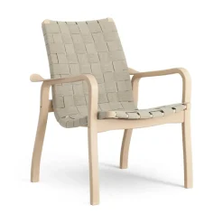 New Swedese Primo arm chair low laquered beech, Natural Beige