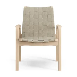 New Swedese Primo arm chair low laquered beech, Natural Beige
