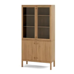 Online Stolab Prio display cabinet, Oak natural oil with lighting Beige