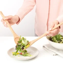 Salad Servers^Brabantia Profile salad cutlery, Beech wood Brown