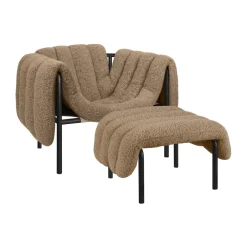Best Hem Puffy lounge chair + ottoman, Sawdust-black grey BrownBlack