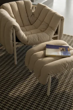 Best Hem Puffy lounge chair + ottoman, Sawdust-black grey BrownBlack