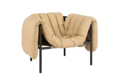Discount Hem Puffy lounge chair, Sand leather-black grey BrownBlack