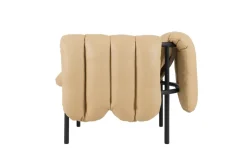 Discount Hem Puffy lounge chair, Sand leather-black grey BrownBlack