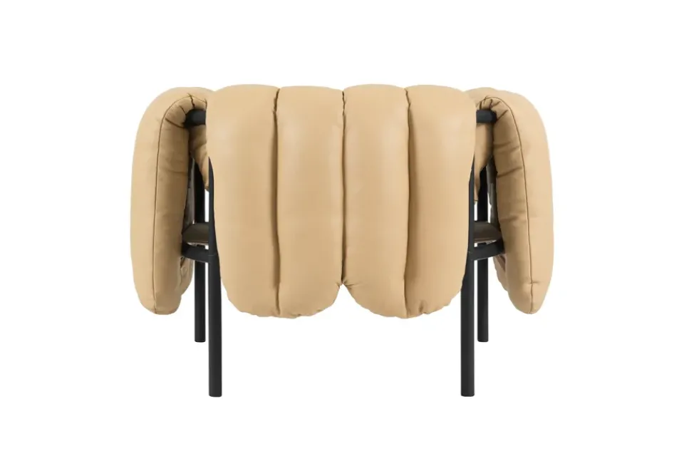 Discount Hem Puffy lounge chair, Sand leather-black grey BrownBlack