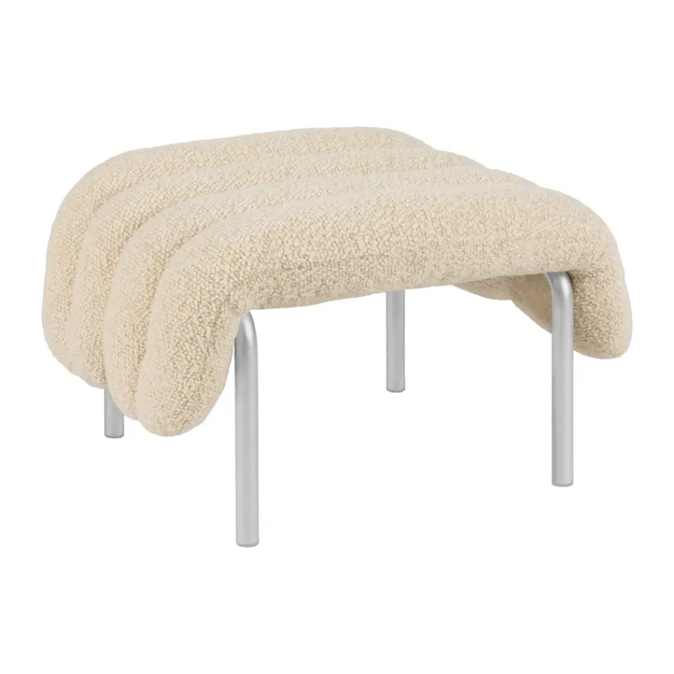 Hem Puffy ottoman 58x67 cm, Eggshell-stainless steel BeigeSilver-coloured