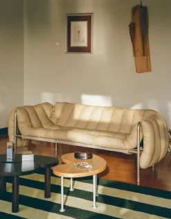 Hem Puffy 2,5-seater sofa 205 cm, Natural-stainless steel WhiteSilver-coloured