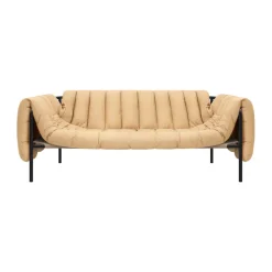 Sofas^Hem Puffy 2,5-seater sofa 205 cm, Sand leather-black grey BrownBlack