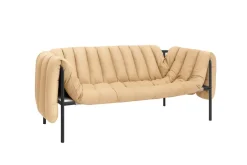 Sofas^Hem Puffy 2,5-seater sofa 205 cm, Sand leather-black grey BrownBlack