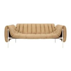Discount Hem Puffy 2,5-seater sofa 205 cm, Sand leather-cream BrownWhite