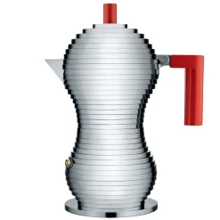 Outlet Alessi Pulcina espresso maker 6 cups, red handle RedSilver-coloured