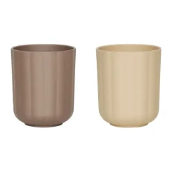 Children's Mugs|Plastic Cups^OYOY Pullo cup 2-pack, Taupe-vanilla BrownBeige