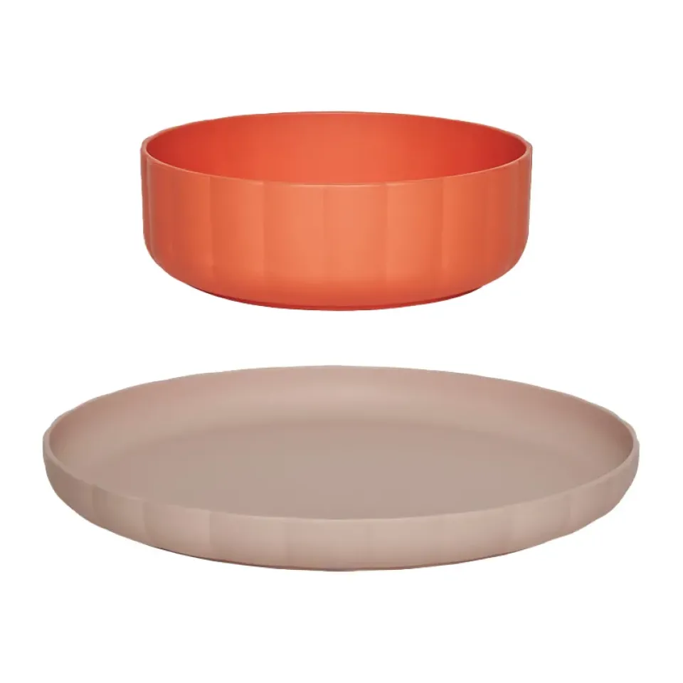 Sale OYOY Pullo plate & bowl 2 pieces, Rose-apricot PinkOrange