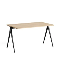 Hot HAY Pyramid 01 desk, Oak matte lacquered-140x75 cm-black steel frame Beige