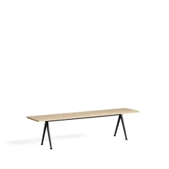 Outlet HAY Pyramid bench, Oak matte lacquered-190 cm-black steel frame Beige