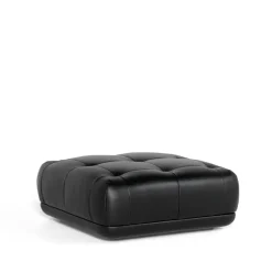 Discount HAY Quilton ottoman, Leather Sense Black