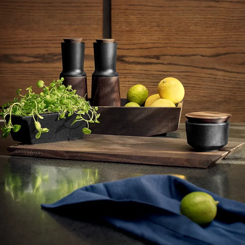 Salt & Pepper Grinders|Salt & Pepper Shakers^Rosendahl Rå salt cellar with lid 15 cl, Black