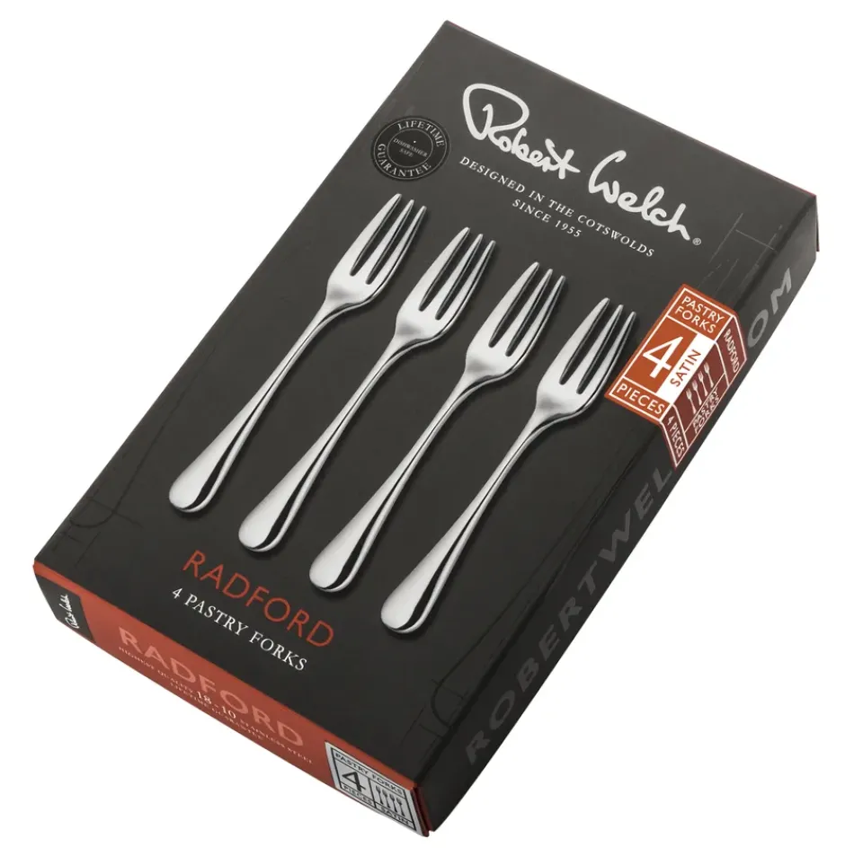 Dessert Cutlery^Robert Welch Radford dessert fork matte 4 pieces, Stainless steel Silver-coloured