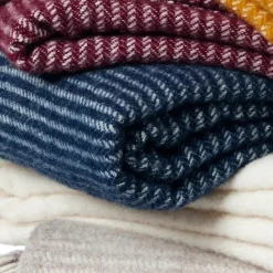Clearance Klippan Yllefabrik Ralph wool throw, navy Blue