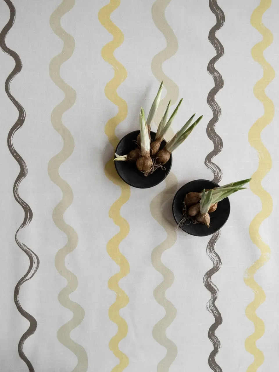 Fabric By The Metre|Oilcloths^Fine Little Day Randig oilcloth, White-yellow WhiteYellow