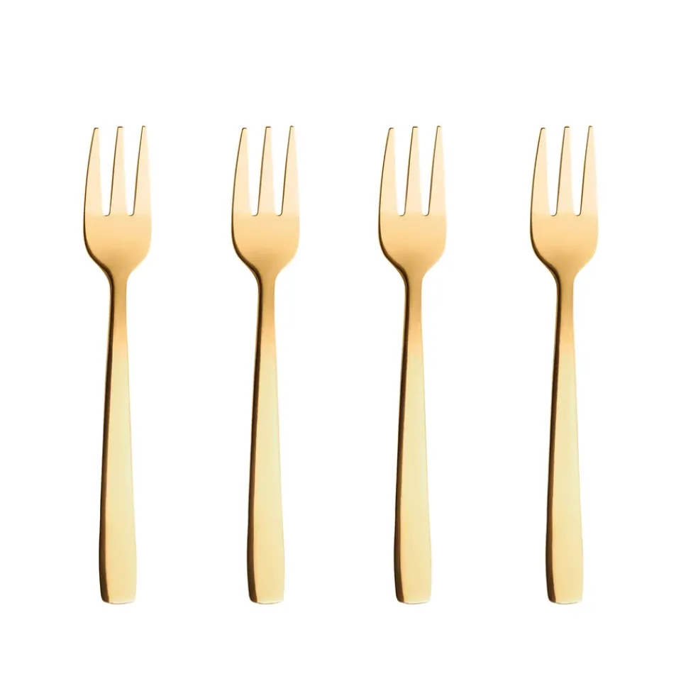Sale Aida Raw cake fork 4 pieces, gold Gold-coloured