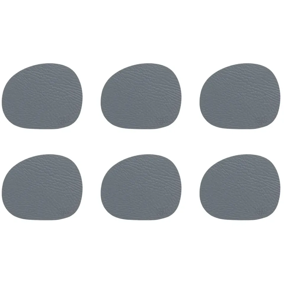 Coasters^Aida Raw coaster leather 6-pack, buffalo Grey