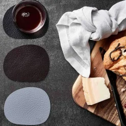Coasters^Aida Raw coaster leather 6-pack, buffalo Grey