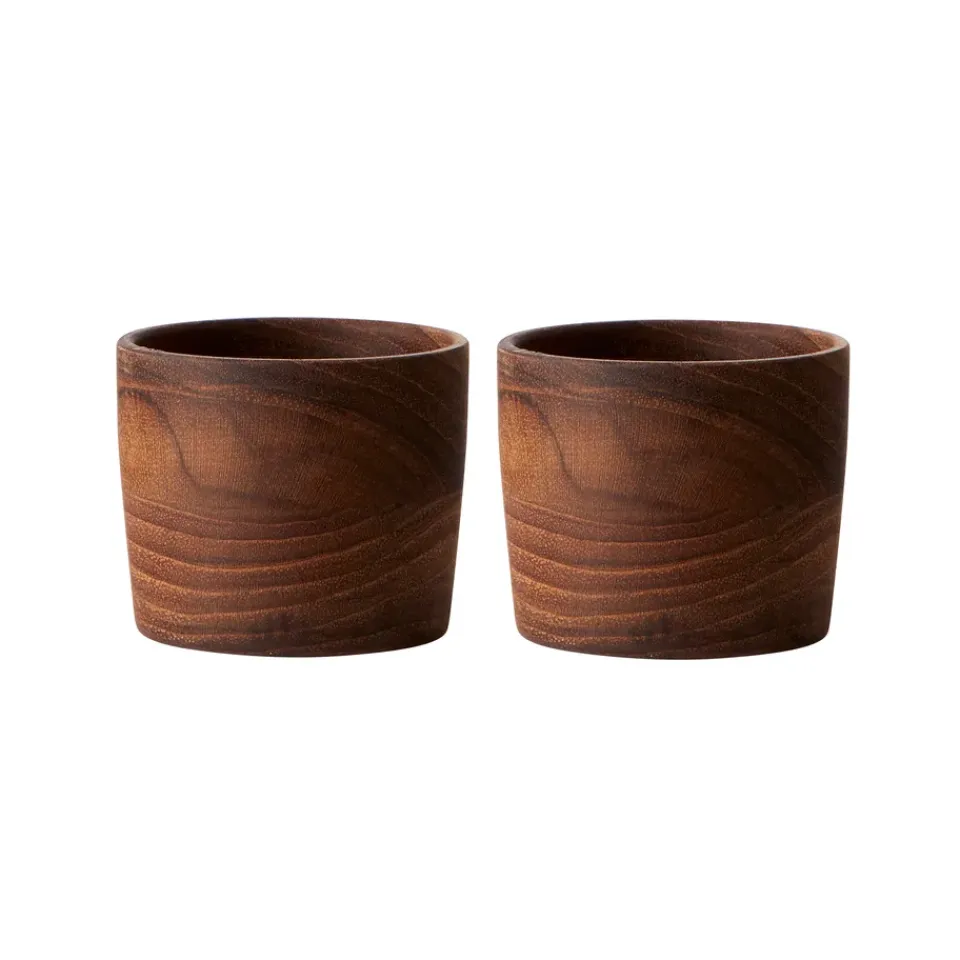 Egg Cups^Aida Raw egg cup teak 2-pack, Brown
