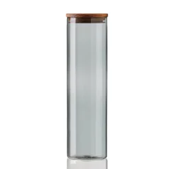 Discount Aida Raw glass jar smoke with wooden lid, large Grey