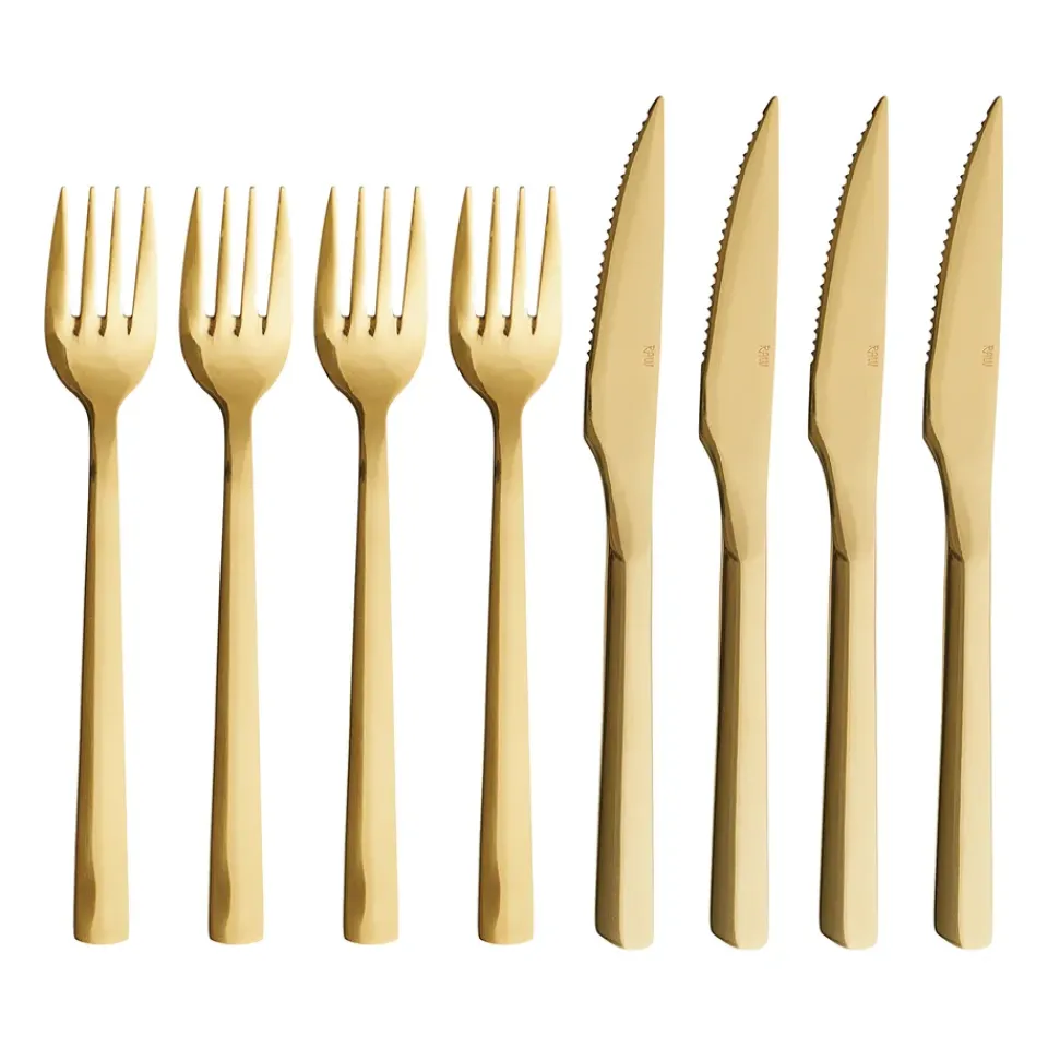 Discount Aida Raw grill cutlery 8 pieces, Gold Gold-coloured