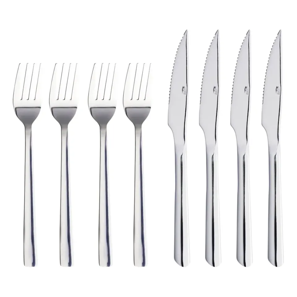 Steak Knives^Aida Raw grill cutlery 8 pieces, Polished stainless steel Silver-coloured