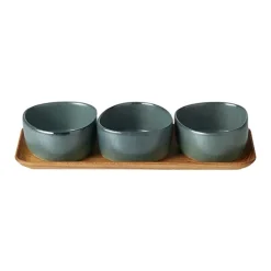 Sale Aida Raw Organic bowl set with wooden tray, Northern Green