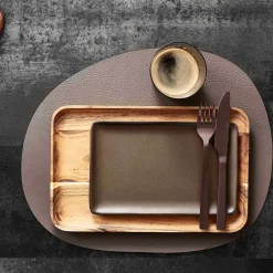Best Aida Raw placemat leather, Dusty rose buffalo Grey