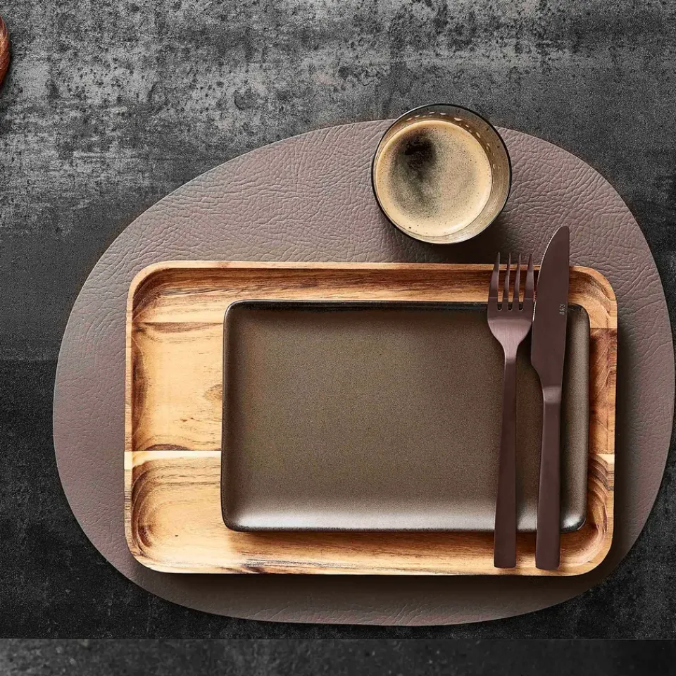 Best Aida Raw placemat leather, Dusty rose buffalo Grey