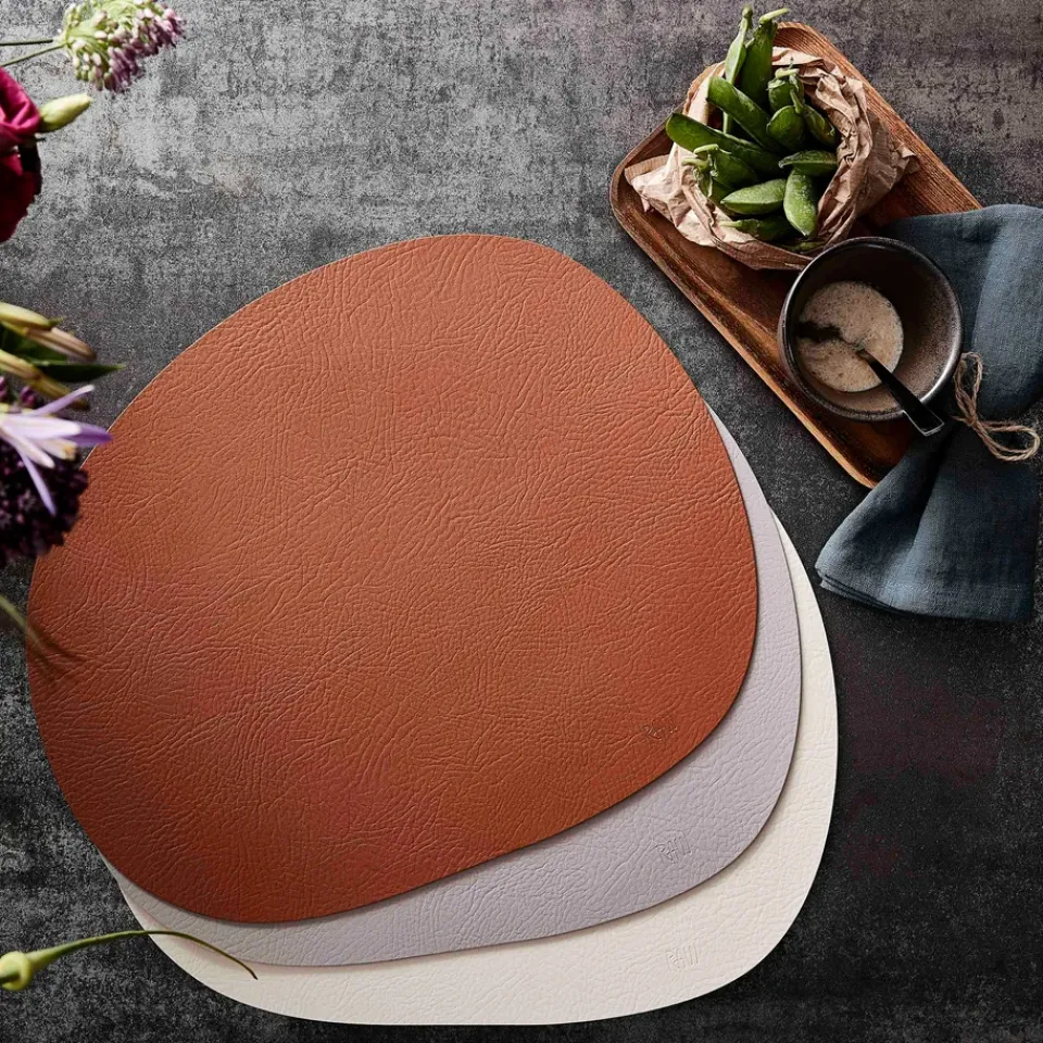 Best Aida Raw placemat leather, Dusty rose buffalo Grey