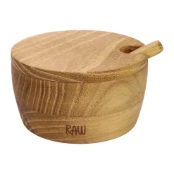 Best Aida Raw salt bowl incl. spoon and lid, Teak Brown
