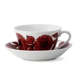 Best Gustavsbergs Porslinsfabrik Röd Aster tea set, tea cup + saucer RedWhite