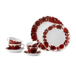 Best Gustavsbergs Porslinsfabrik Röd Aster tea set, tea cup + saucer RedWhite