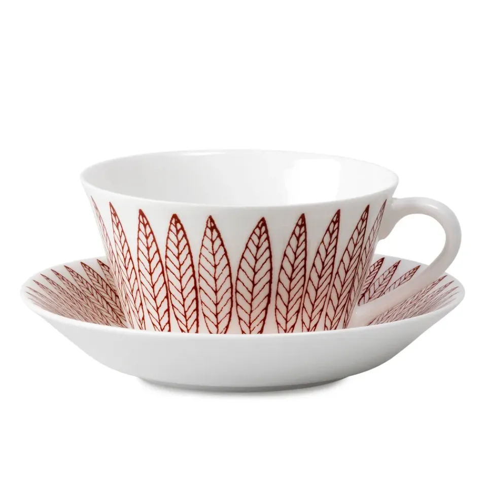 Online Gustavsbergs Porslinsfabrik Röd Salix tea set, cone, tea cup + saucer Red