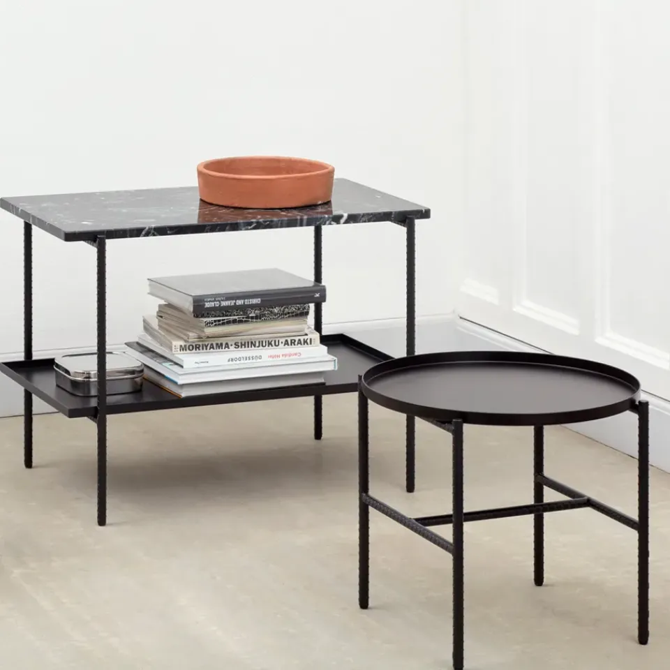 Sale HAY Rebar side table Ø45 cm, marble- Black