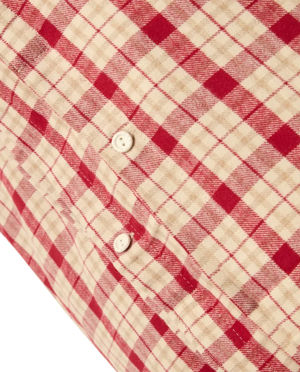 Clearance Lexington Red-beige Checked cotton flannel bedding set 2-piece, 50x60 cm, 150x210 cm RedBeige