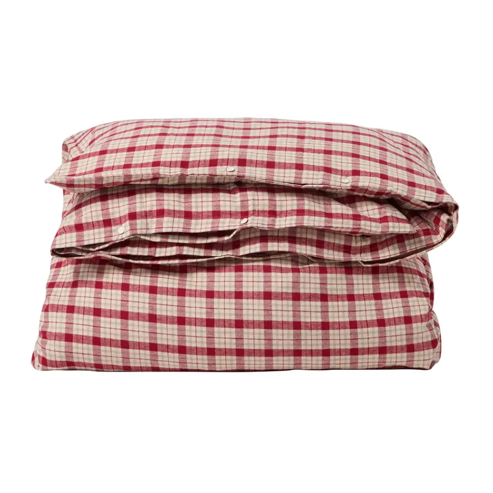Clearance Lexington Red-beige Checked cotton flannel bedding set 2-piece, 50x60 cm, 150x210 cm RedBeige