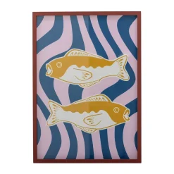 Online Bloomingville Remy illustration with frame 50x70 cm, Rose PinkBlue