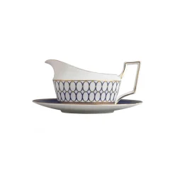 Sauce & Gravy Boats^Wedgwood Renaissance Gold saucer to sauce boat, blue BlueWhite
