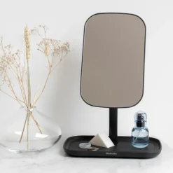 Clearance Brabantia ReNew mirror with storage tray, dark Grey