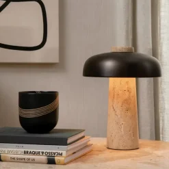 Bedside Lamps|Desk & Table Lamps^Audo Copenhagen Reverse table lamp 30 cm, travertin-bronzed brass Brown