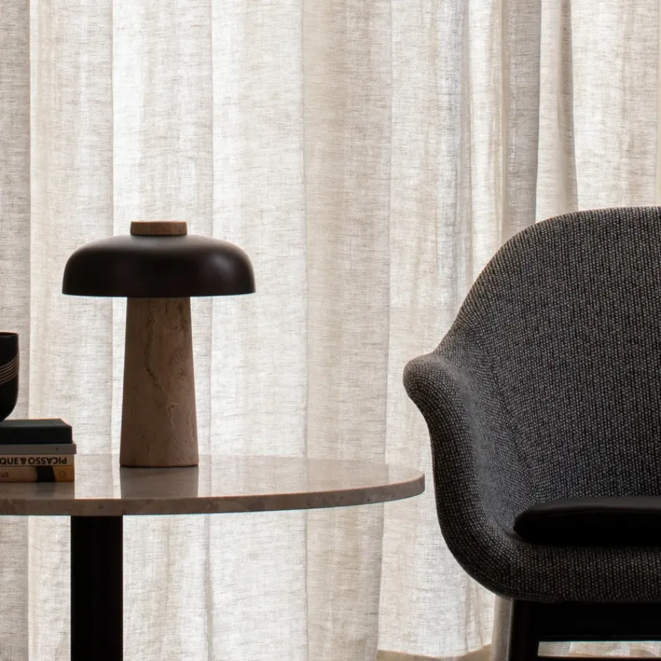 Bedside Lamps|Desk & Table Lamps^Audo Copenhagen Reverse table lamp 30 cm, travertin-bronzed brass Brown