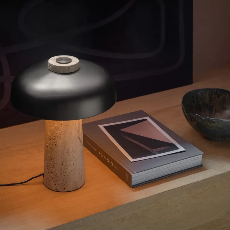 Bedside Lamps|Desk & Table Lamps^Audo Copenhagen Reverse table lamp 30 cm, travertin-bronzed brass Brown