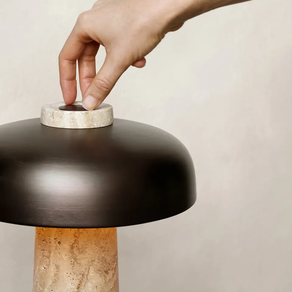 Bedside Lamps|Desk & Table Lamps^Audo Copenhagen Reverse table lamp 30 cm, travertin-bronzed brass Brown