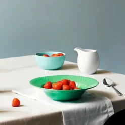 Deep Plates^Lyngby Porcelæn Rhombe deep plate , 24.5 cm Green